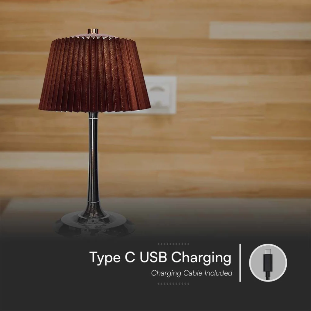 Lampada LED da Tavolo 15W Touch 3in1 con Batteria USB-C Marrone - Image 2