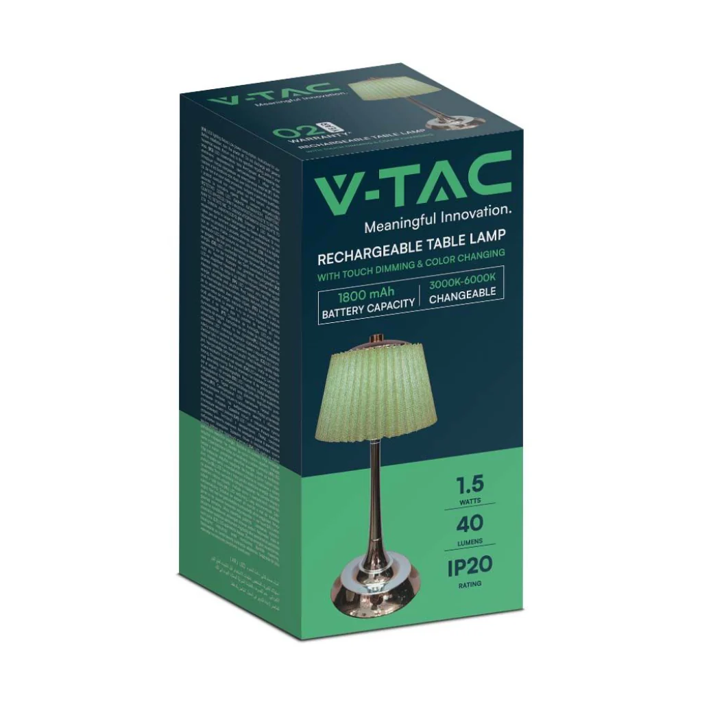 Lampada LED da Tavolo 15W Ricaricabile con Batteria USB-C 3in1 Verde Cromato - Image 2