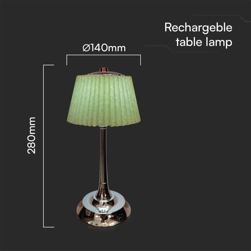 Lampada LED da Tavolo 15W Ricaricabile con Batteria USB-C 3in1 Verde Cromato - Image 3
