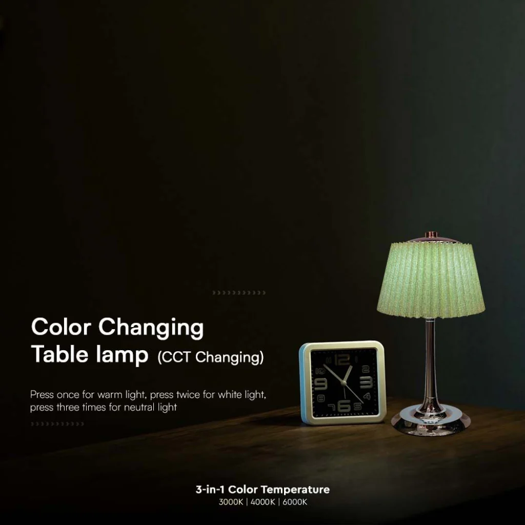 Lampada LED da Tavolo 15W Ricaricabile con Batteria USB-C 3in1 Verde Cromato - Image 8
