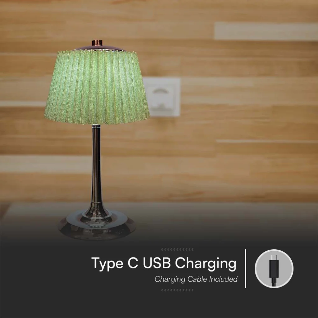 Lampada LED da Tavolo 15W Ricaricabile con Batteria USB-C 3in1 Verde Cromato - Image 9