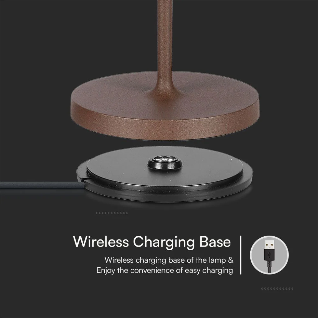Lampada LED da Tavolo 15W Corten con Touch Dimmer e Ricarica Wireless - Image 10
