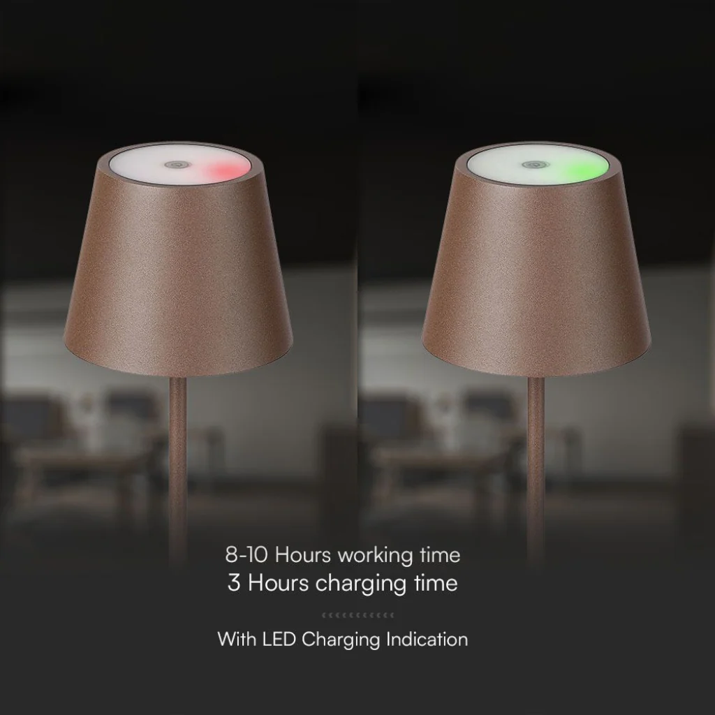 Lampada LED da Tavolo 15W Corten con Touch Dimmer e Ricarica Wireless - Image 4