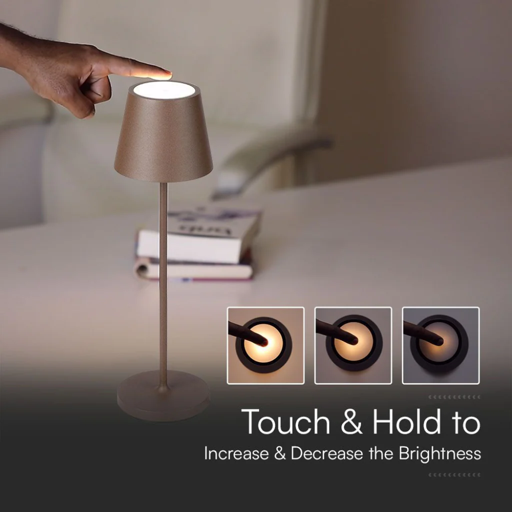 Lampada LED da Tavolo 15W Corten con Touch Dimmer e Ricarica Wireless - Image 9