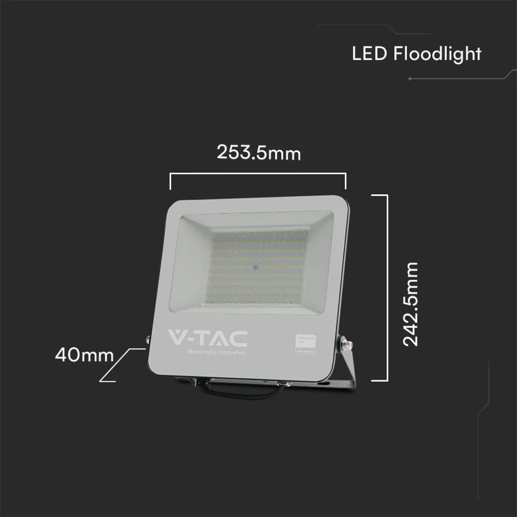 Faro LED 100W Chip Samsung Nero 6400K IP65 con Cavo 1m - Image 7