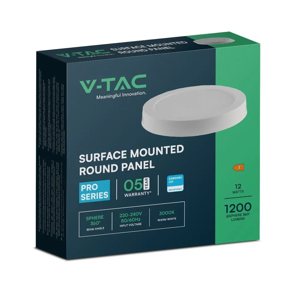 Plafoniera LED V‑TAC 12 W rotonda – 6400 K, chip Samsung, bianca - Image 7