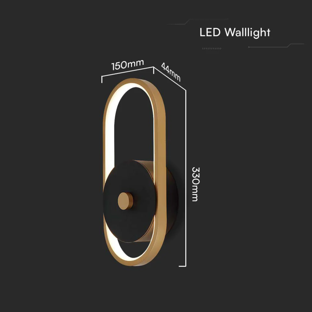 Lampada LED Muro 15W Nero/Ottone IP54 3000K V-TAC da Esterno - Image 6