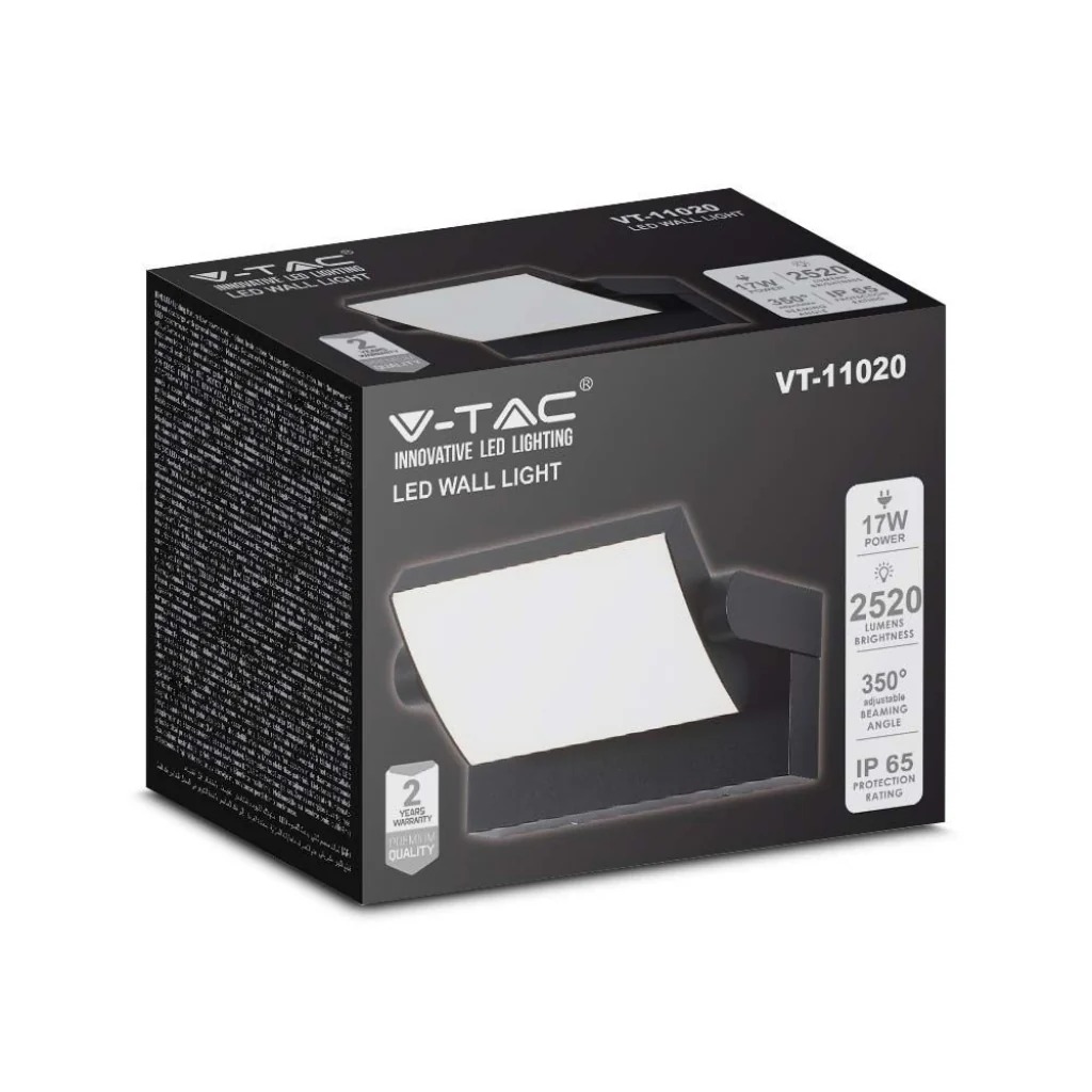 Lampada LED Muro 17W Rettangolare Ruotabile 4000K IP65 Nera - Image 6
