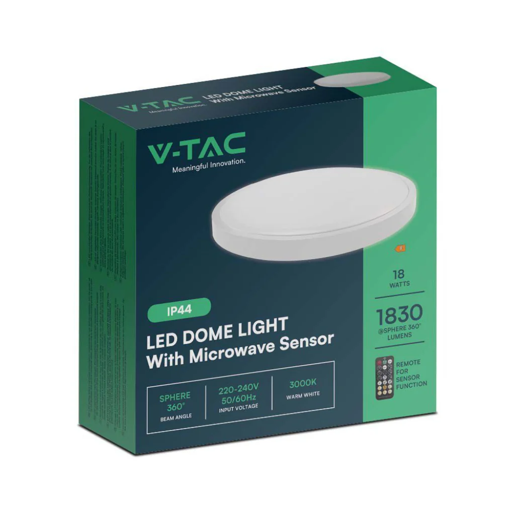Plafoniera LED Rotonda 18W con Telecomando e Sensore di Movimento 6500K IP44 - Image 2