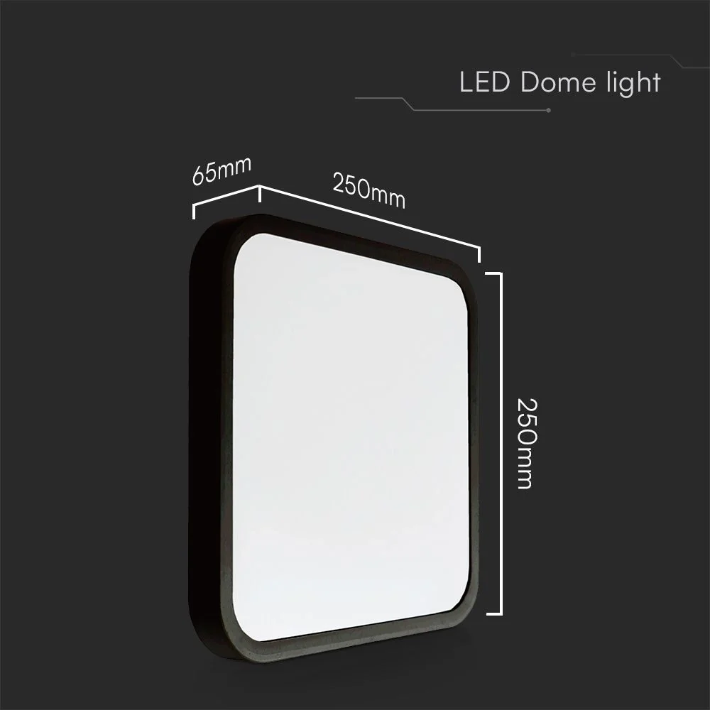 18W LED Dome Light SAMSUNG Chip 4000K Square Black Frame IP44 - Image 3