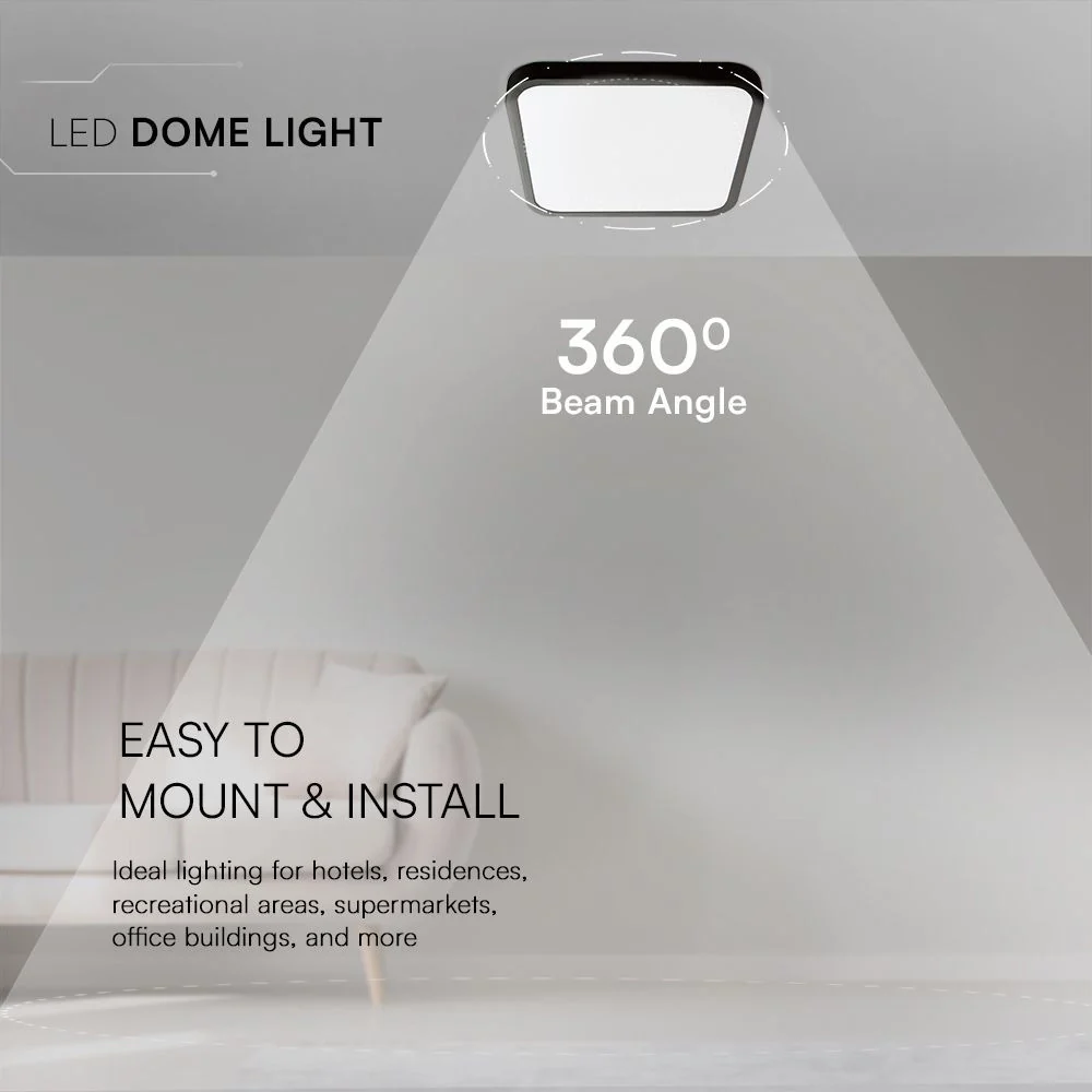 18W LED Dome Light SAMSUNG Chip 4000K Square Black Frame IP44 - Image 8