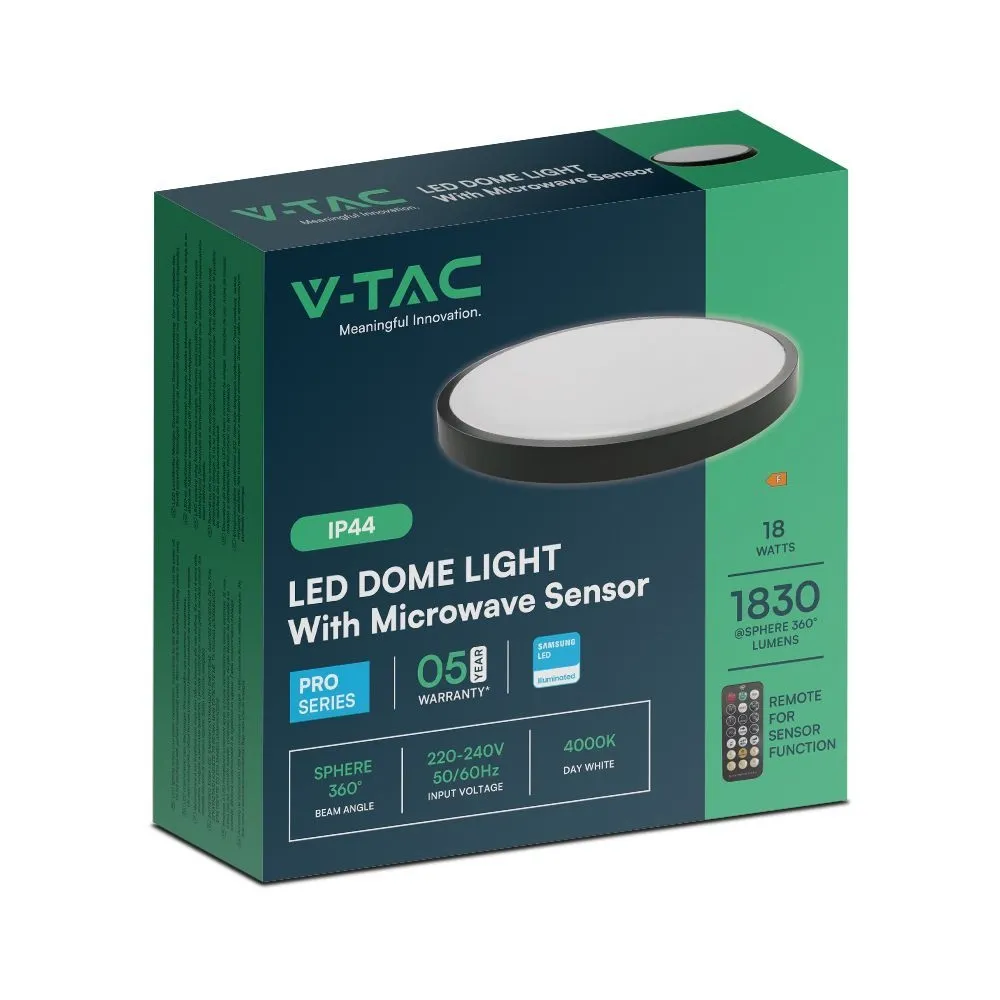 Plafoniera LED V‑TAC 18 W Ø295mm nera – Chip Samsung & sensore, 4000 K - Image 11