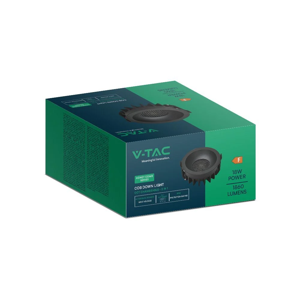 Faretto LED Incasso 18W COB CCT 3in1 CRI90 Nero | V-TAC Bridgelux - Image 7