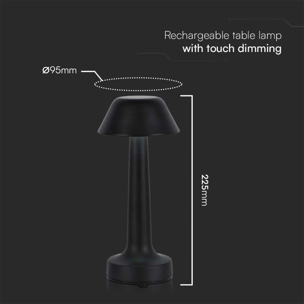 V-Tac Lampada LED da Tavolo 1W USB-C Touch Dimmerabile Nera - Image 3
