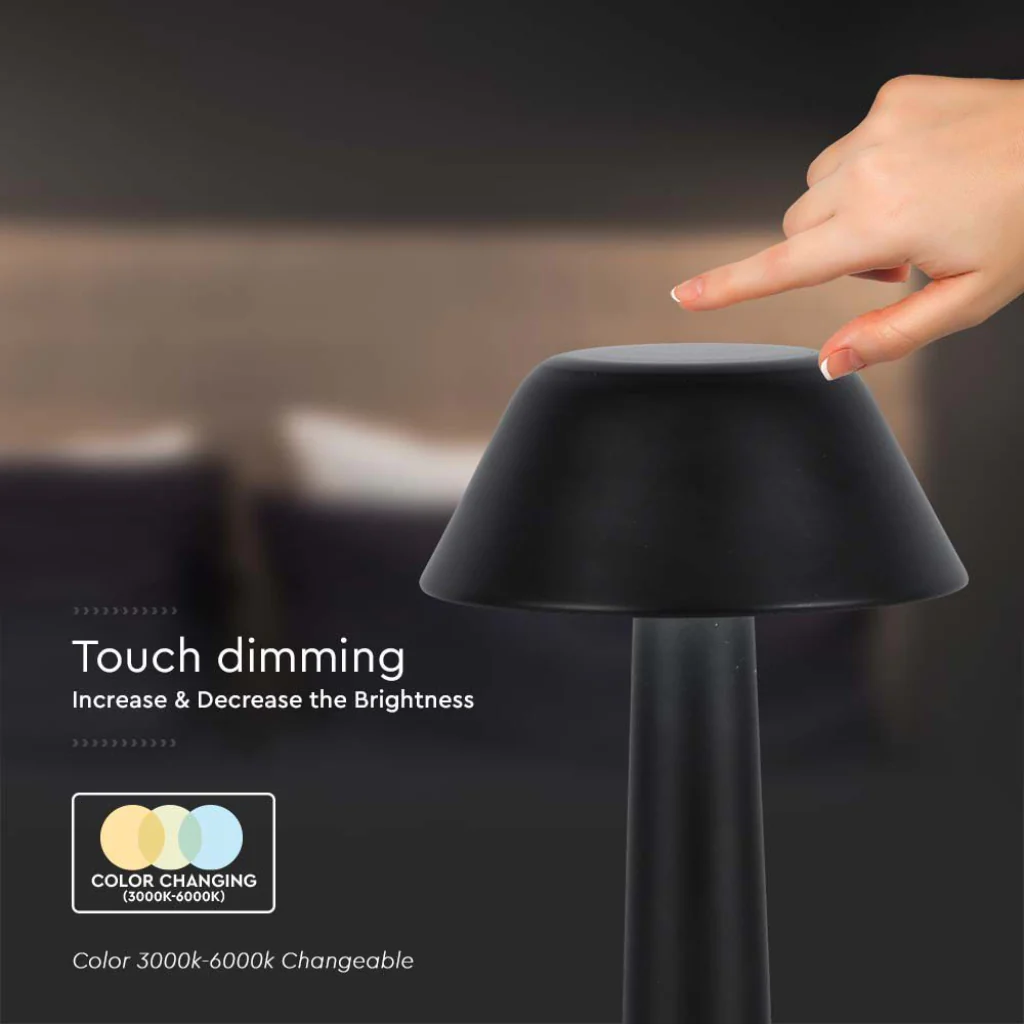 V-Tac Lampada LED da Tavolo 1W USB-C Touch Dimmerabile Nera - Image 5