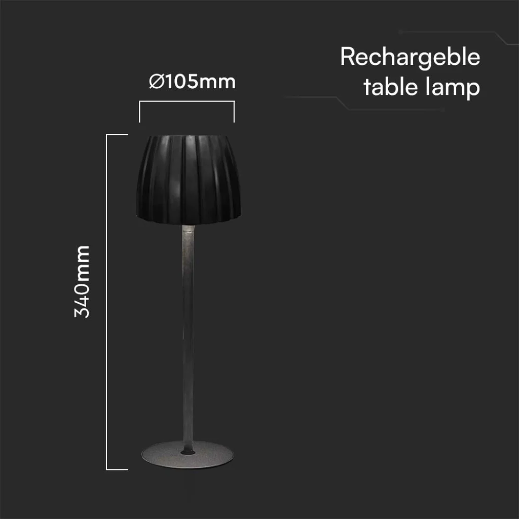 Lampada LED da Tavolo 2,7W Ricaricabile USB-C Touch Nera - Image 4