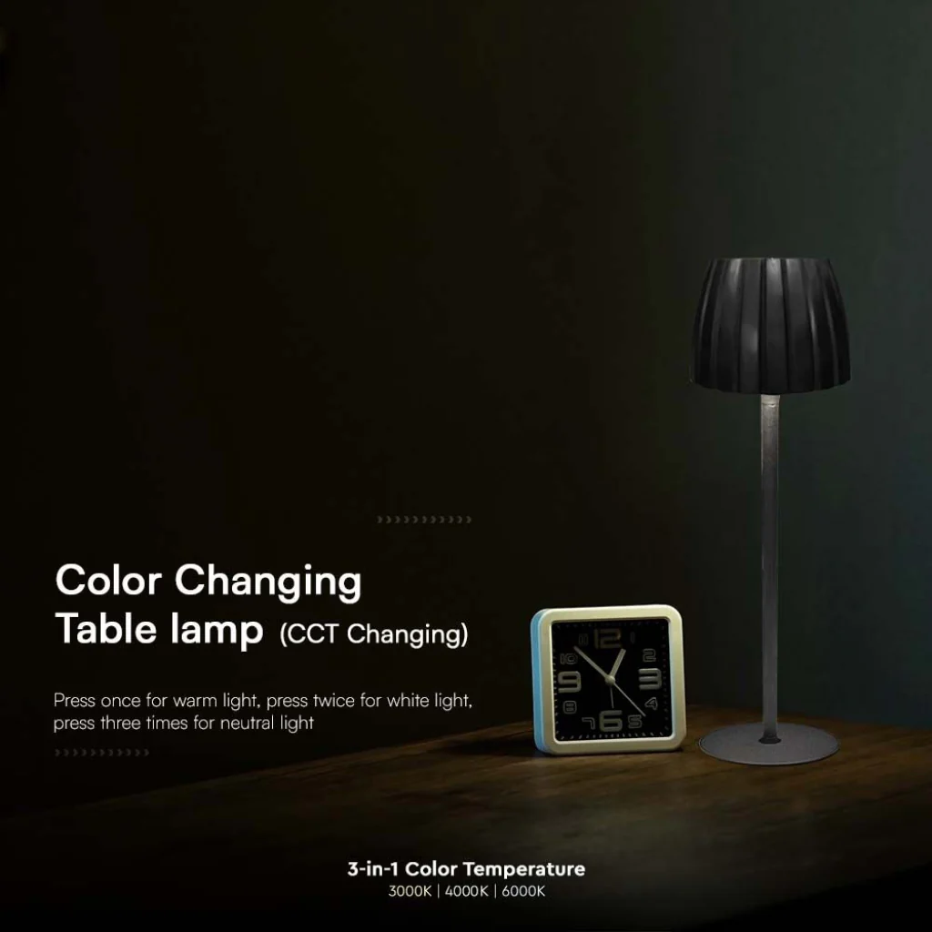Lampada LED da Tavolo 2,7W Ricaricabile USB-C Touch Nera - Image 7