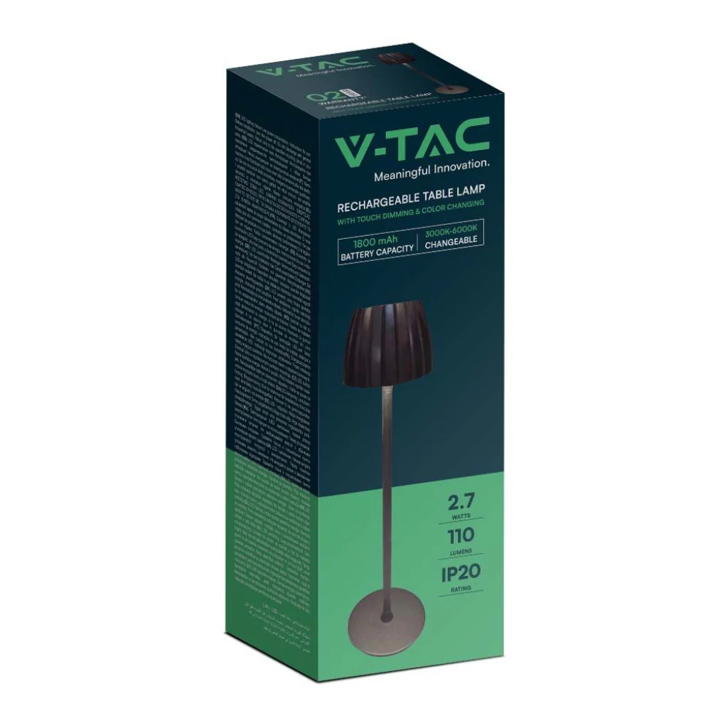 Lampada LED da Tavolo 2,7W Ricaricabile USB-C Touch Nera - Image 9