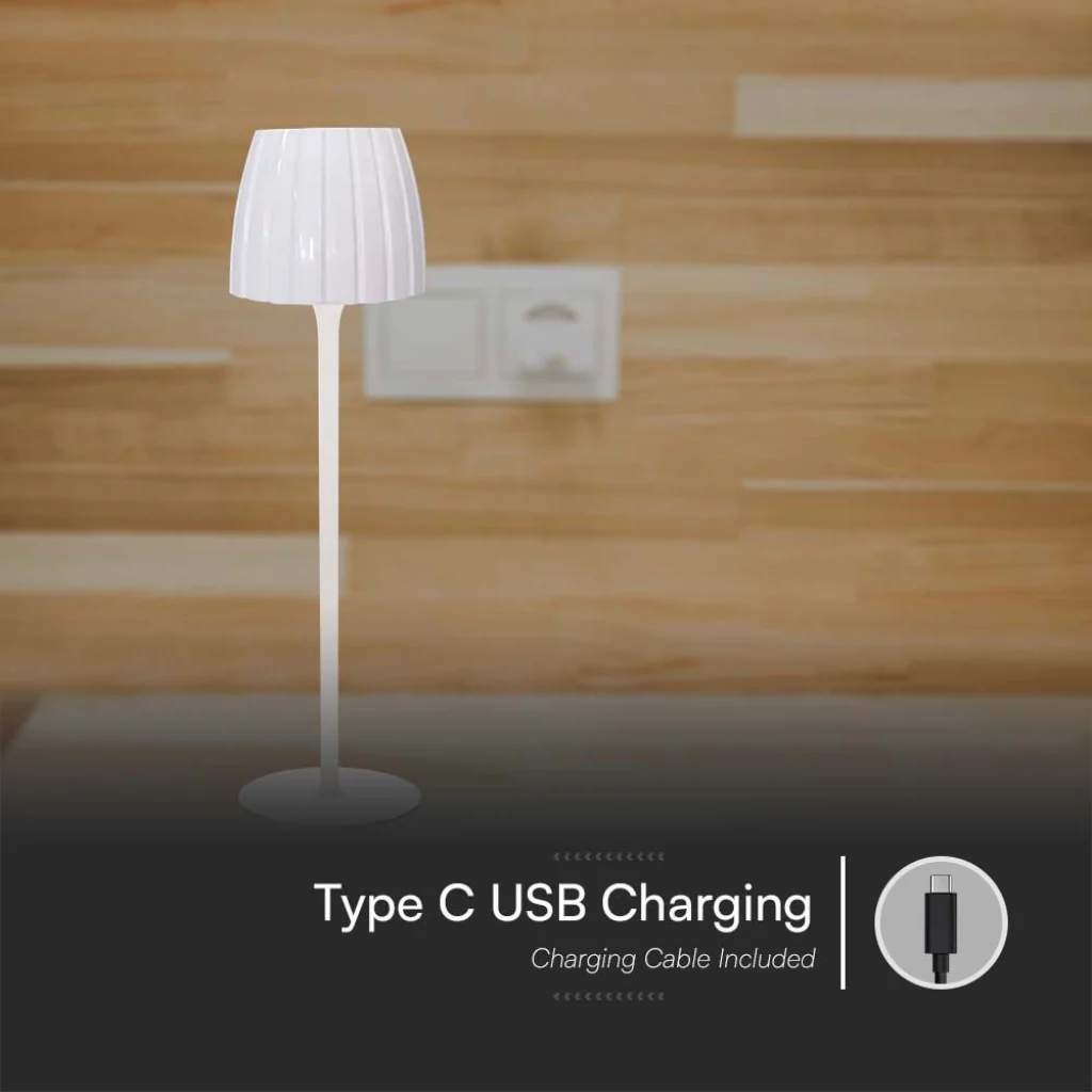 Lampada LED da Tavolo 2,7W Ricaricabile USB-C Touch Bianco - Image 3