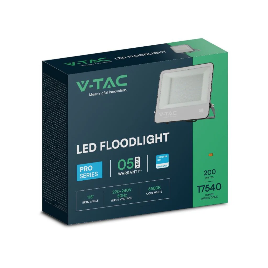 Faro LED 200W Chip Samsung Nero 6500K IP65 con Cavo 1m - Image 8