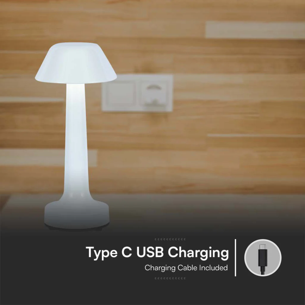 V-Tac Lampada LED da Tavolo 1W USB-C Touch Dimmerabile Bianca - Image 4