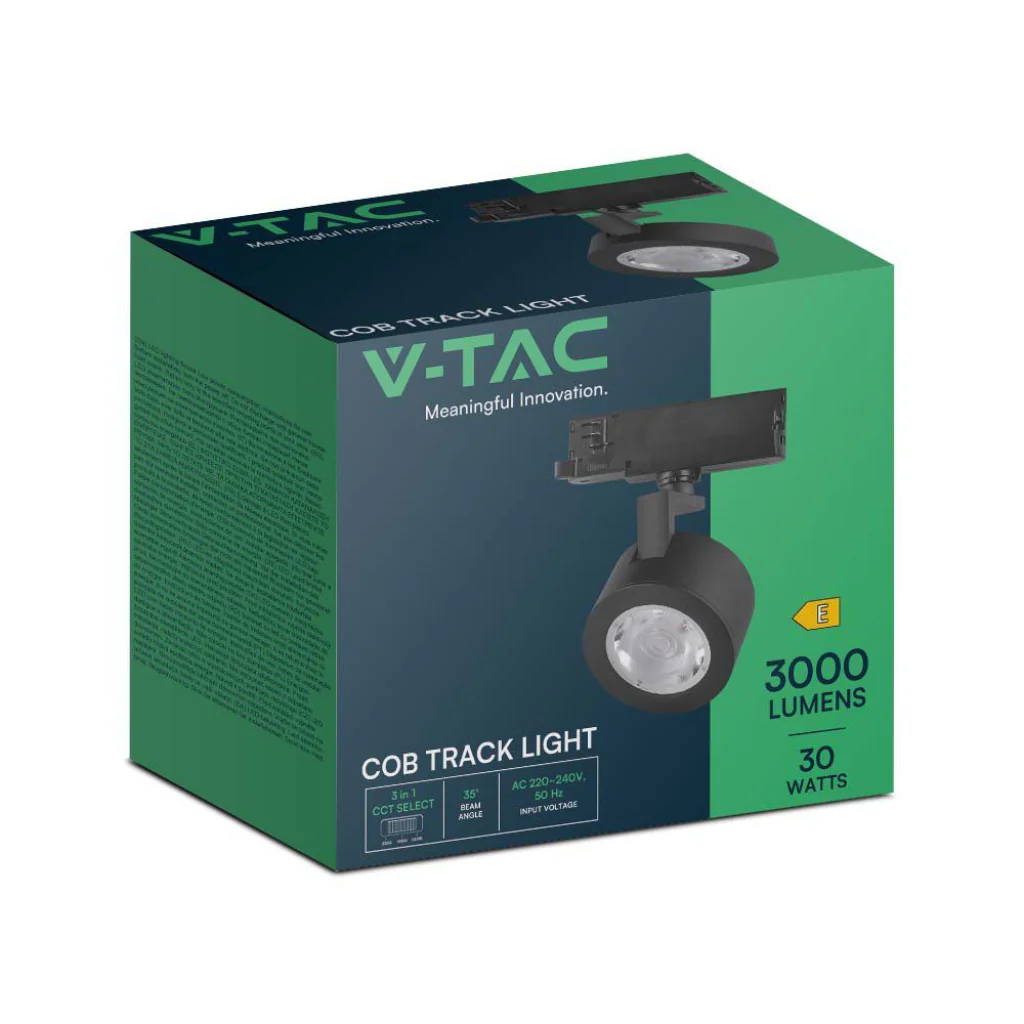 V-Tac Faretto LED Binario Trifase 30W CCT 3in1 Nero COB - Image 8