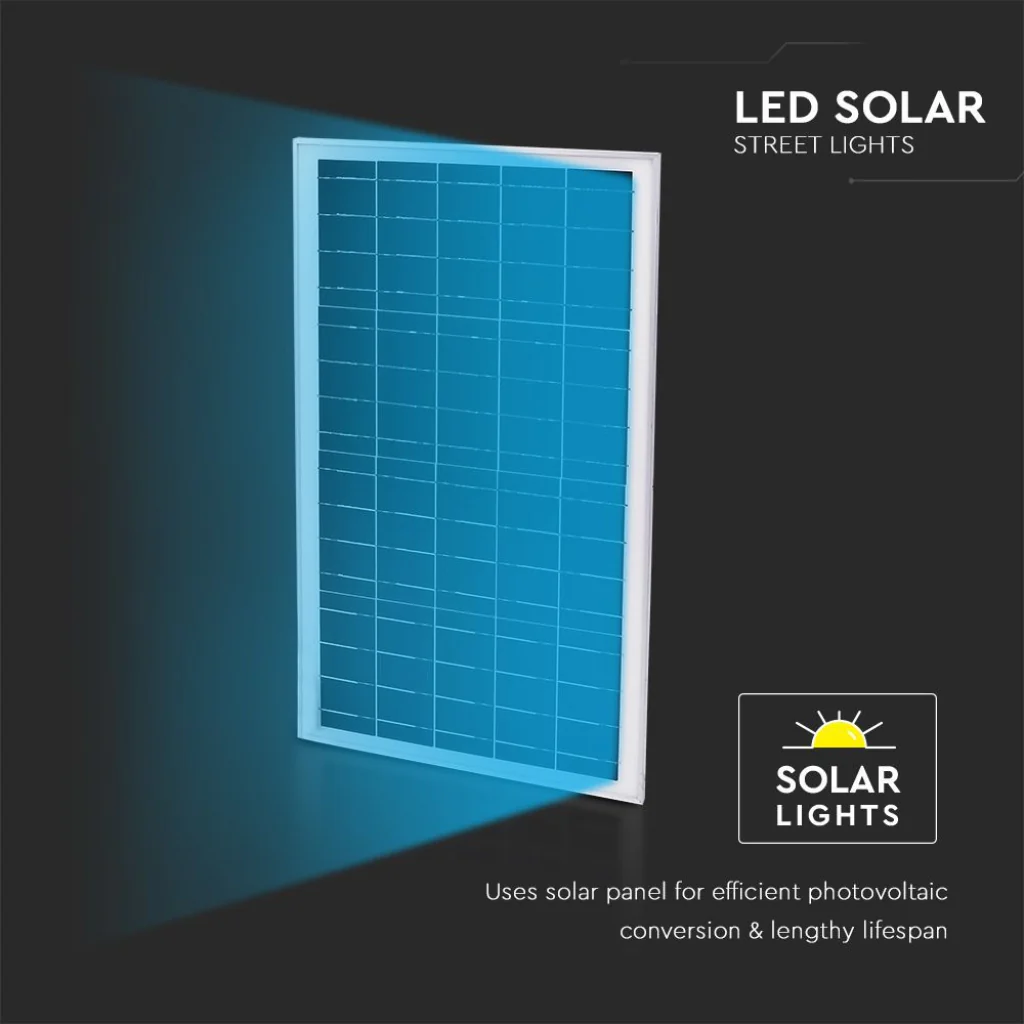 Armatura Stradale LED Solare 35W con Pannello e Batteria LiFePO4 4000K IP65 Grigio - Image 5