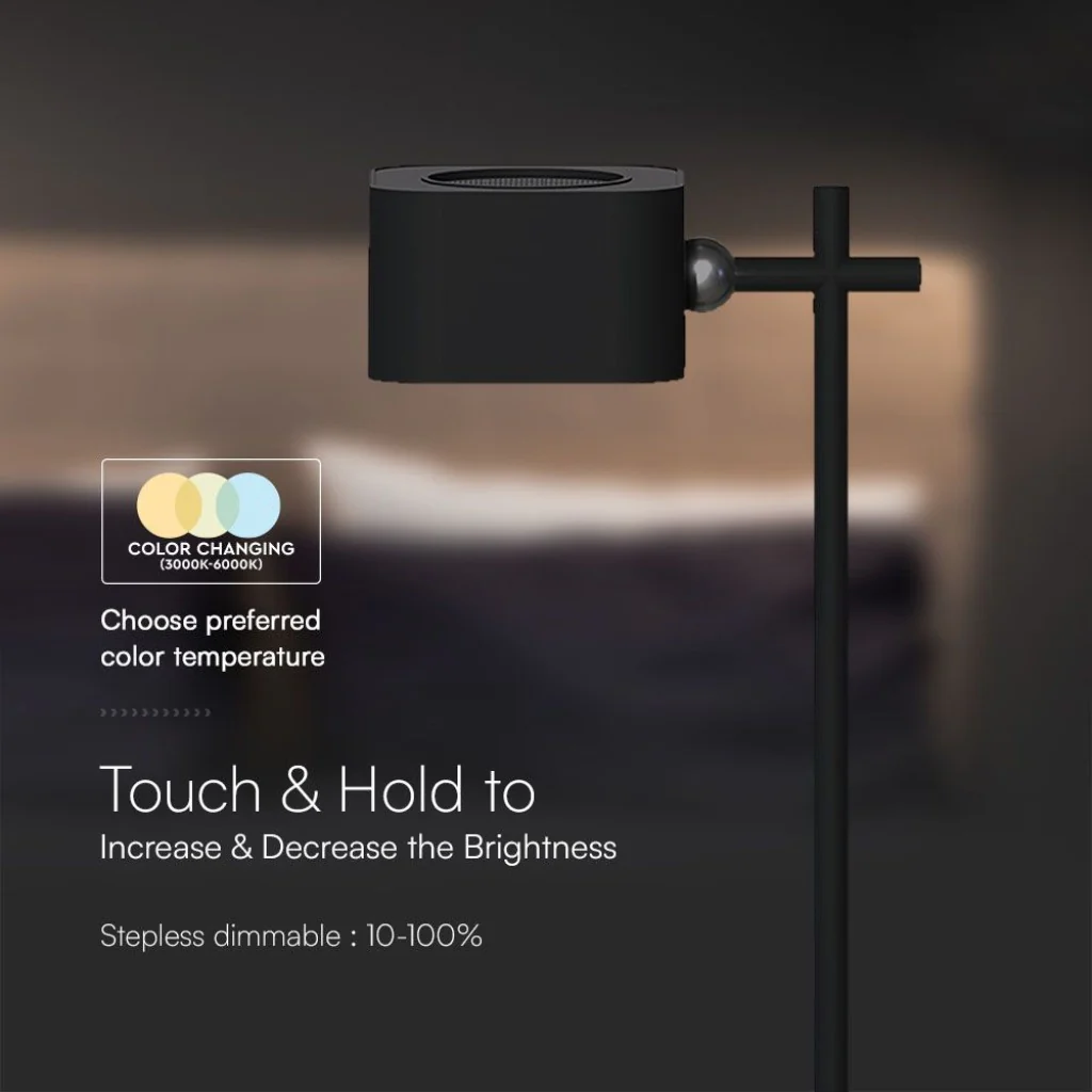 Lampada LED da Tavolo Magnetica 3W Ricaricabile USB‑C Nera - Image 6