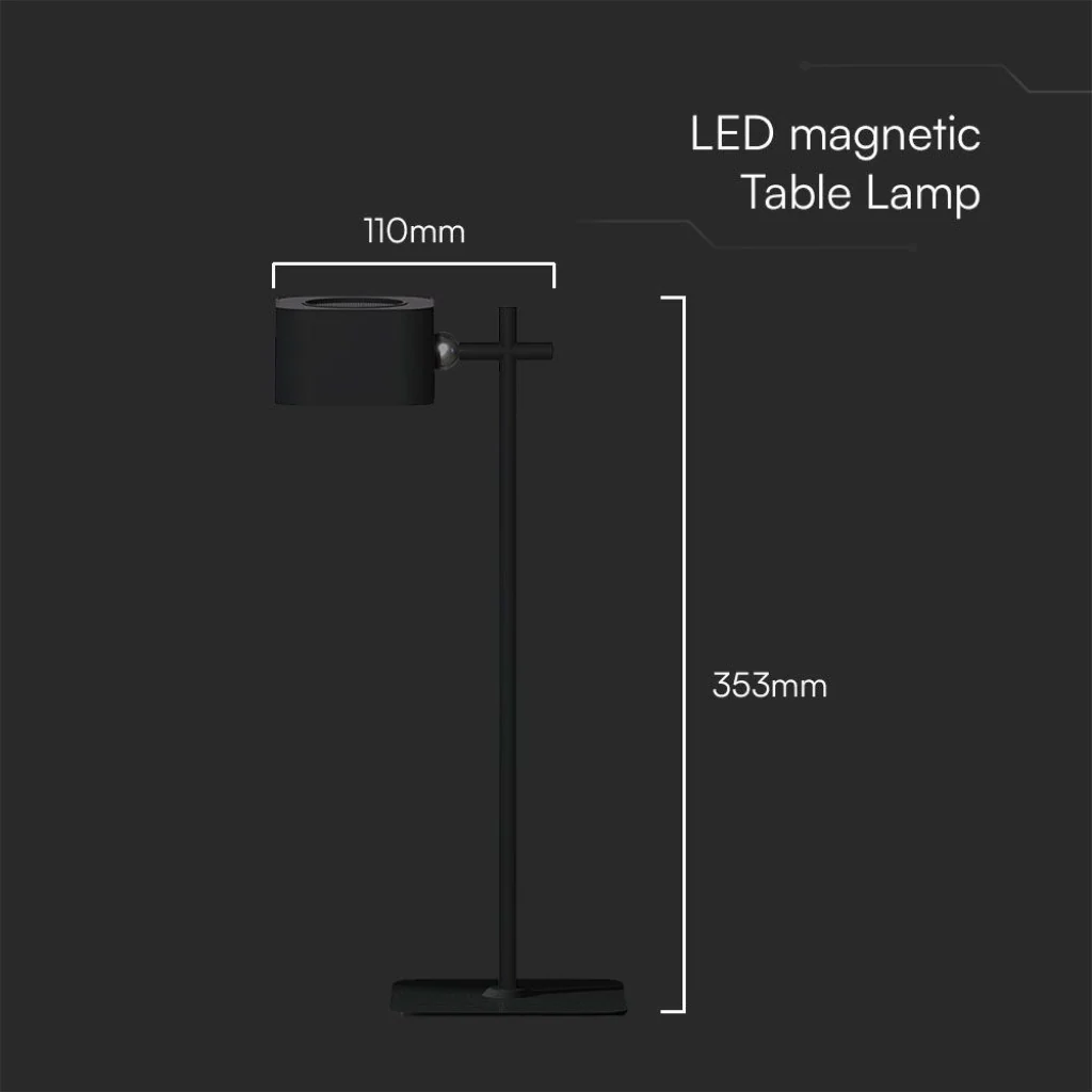 Lampada LED da Tavolo Magnetica 3W Ricaricabile USB‑C Nera - Image 8