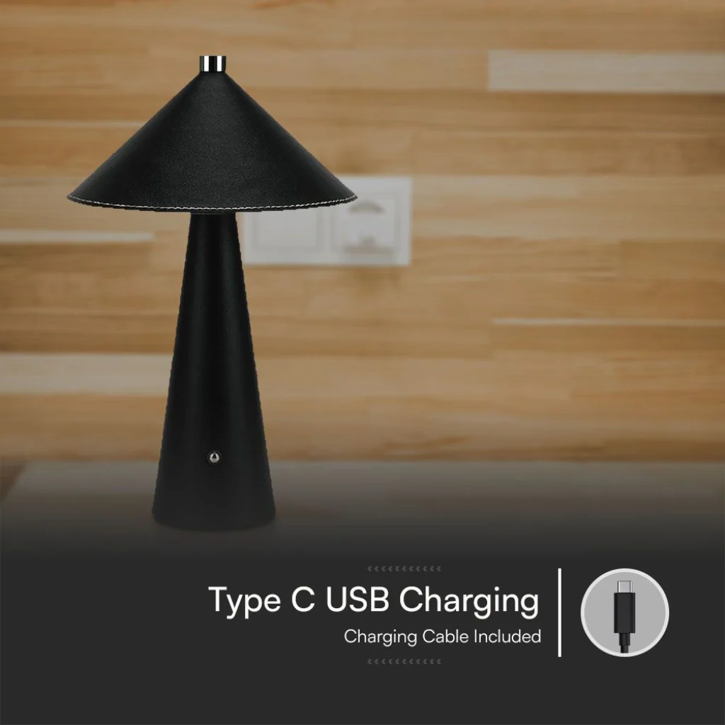 Lampada LED da Tavolo 3W Nera Ricaricabile Touch Dimmer 3in1 - Image 4