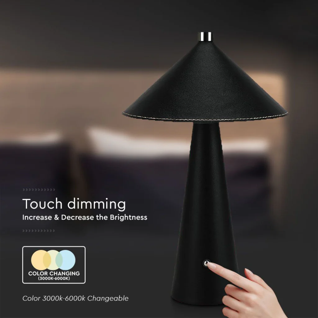 Lampada LED da Tavolo 3W Nera Ricaricabile Touch Dimmer 3in1 - Image 6