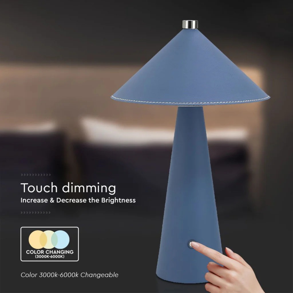 Lampada LED da Tavolo 3W Blu Ricaricabile Touch Dimmer 3in1 - Image 6