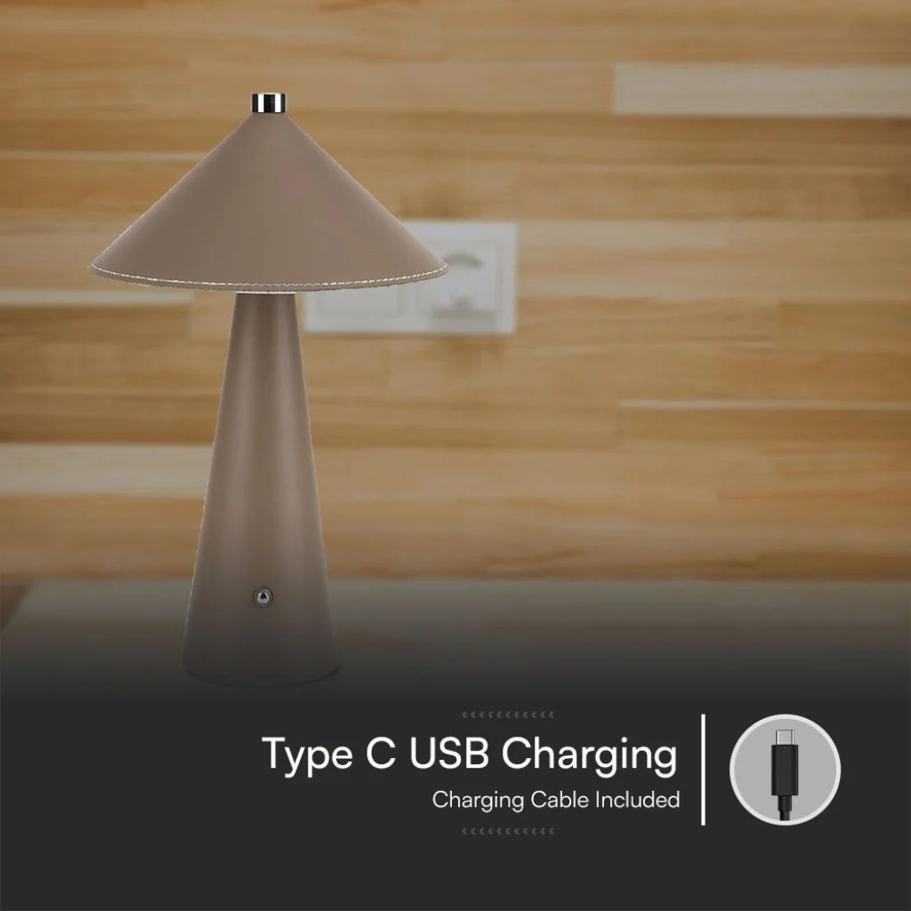 Lampada LED da Tavolo 3W Ricaricabile USB‑C Marrone Touch - Image 4