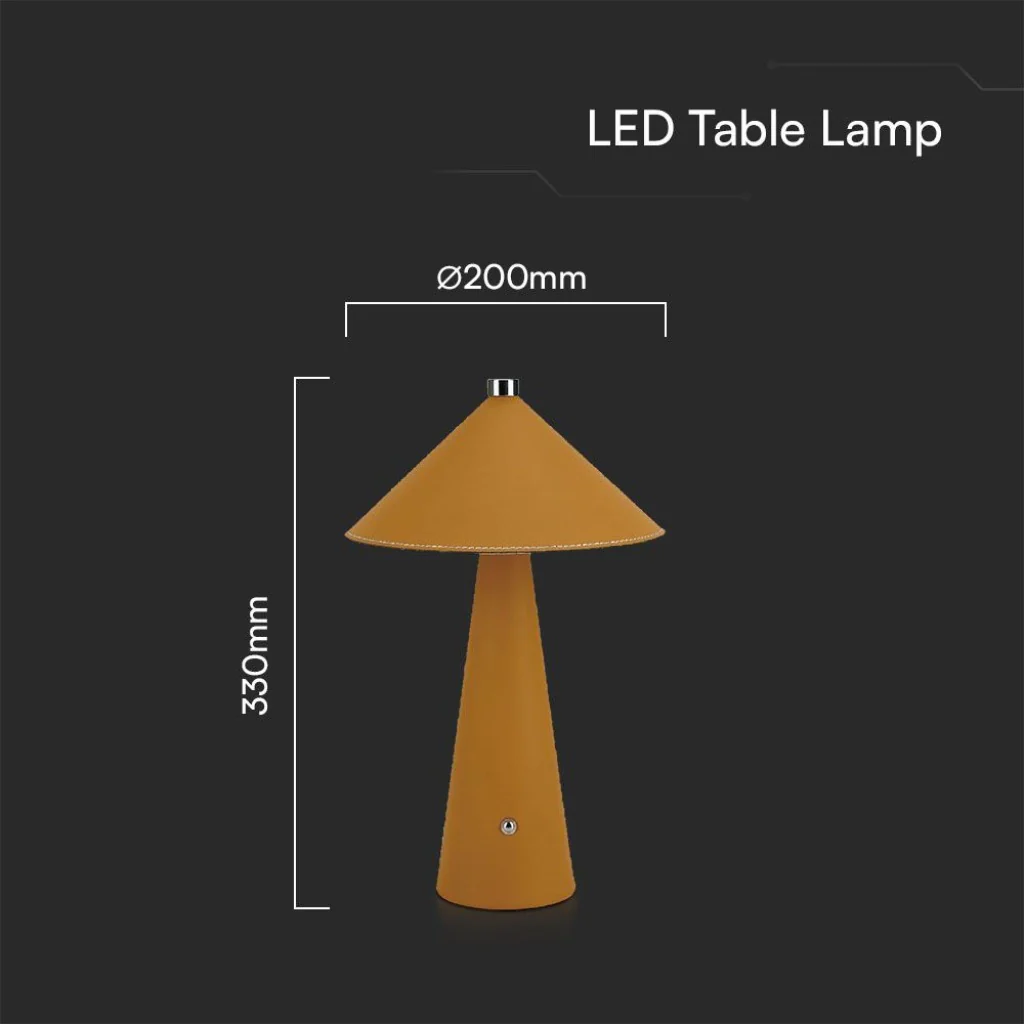 Lampada LED da Tavolo 3W Ricaricabile Touch USB‑C Gialla in Pelle - Image 6