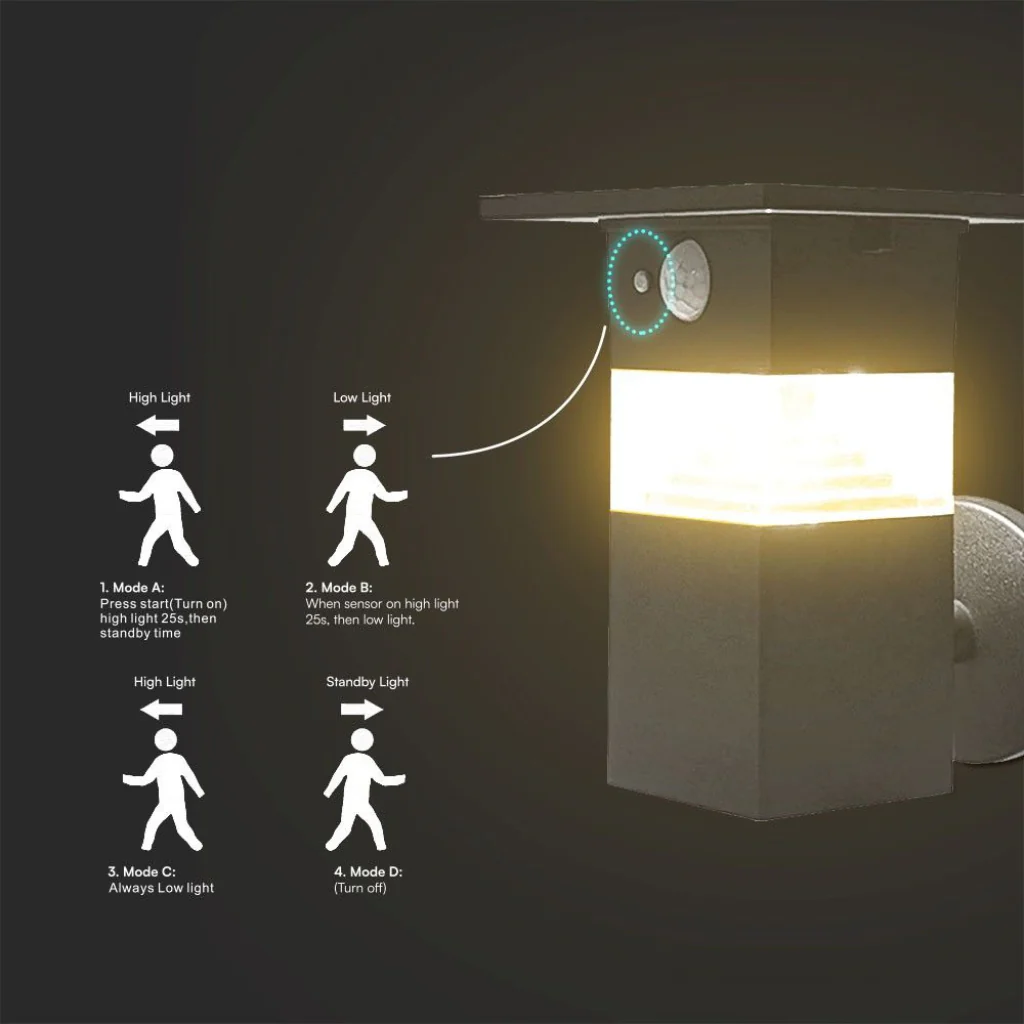 Lampada LED Solare da Giardino 3W con Sensore PIR 3000K IP54 - Image 6