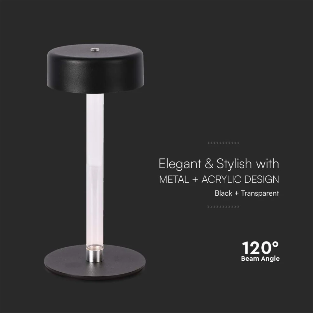 V-Tac Lampada LED da Tavolo 3W USB-C Touch Dimmerabile Nera/Bianca - Image 2