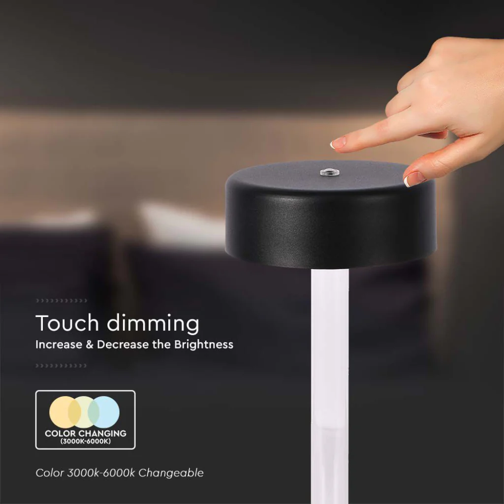 V-Tac Lampada LED da Tavolo 3W USB-C Touch Dimmerabile Nera/Bianca - Image 4
