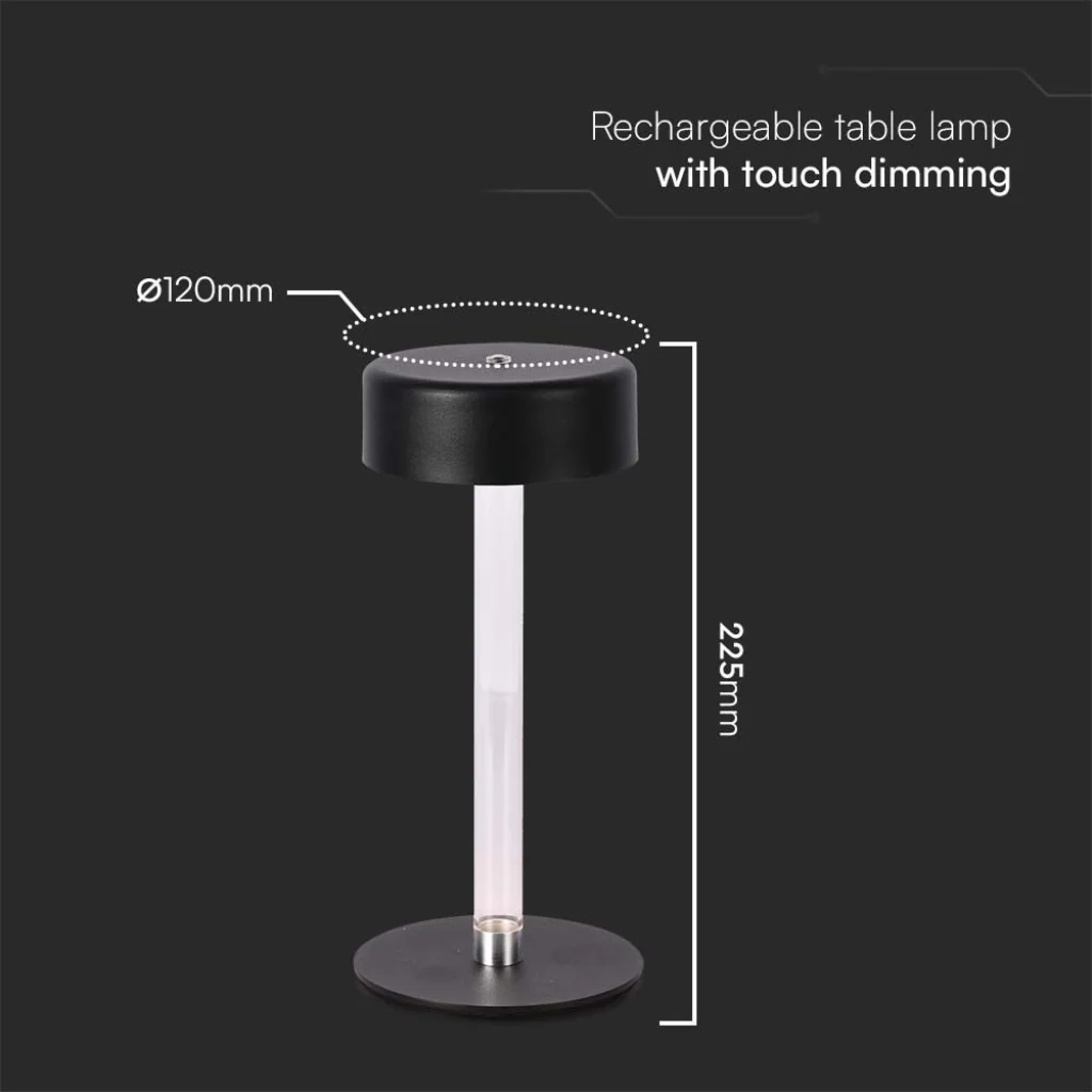 V-Tac Lampada LED da Tavolo 3W USB-C Touch Dimmerabile Nera/Bianca - Image 6