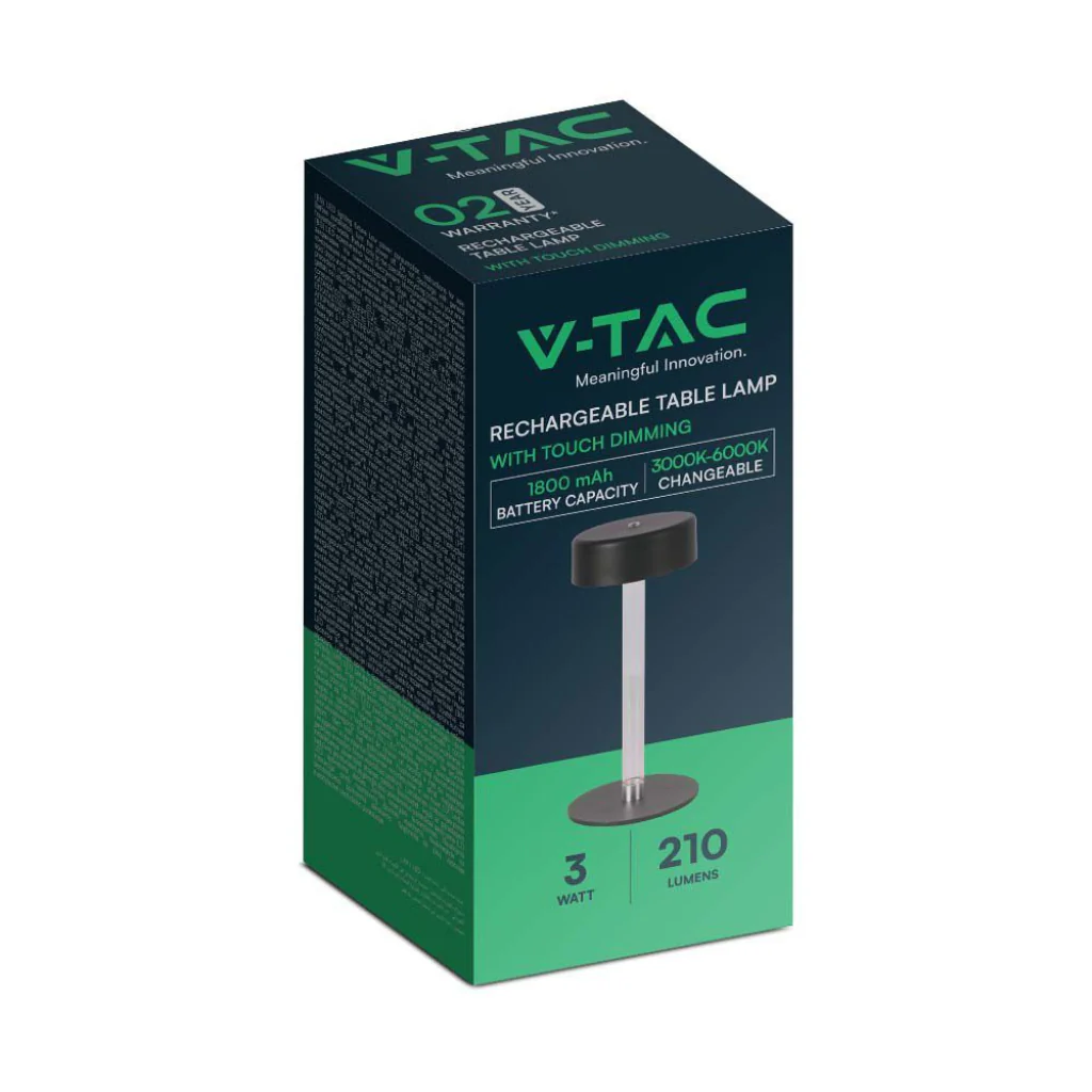 V-Tac Lampada LED da Tavolo 3W USB-C Touch Dimmerabile Nera/Bianca - Image 7