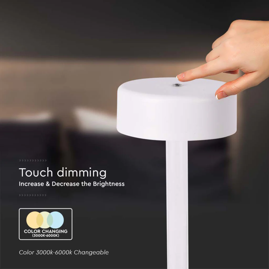 V-Tac Lampada LED da Tavolo 3W USB-C Touch Dimmerabile Bianca - Image 3
