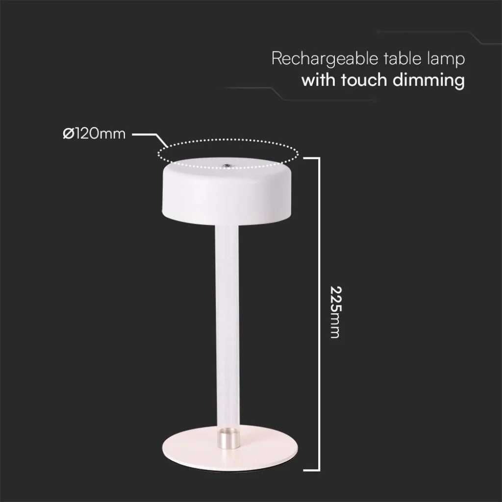 V-Tac Lampada LED da Tavolo 3W USB-C Touch Dimmerabile Bianca - Image 6