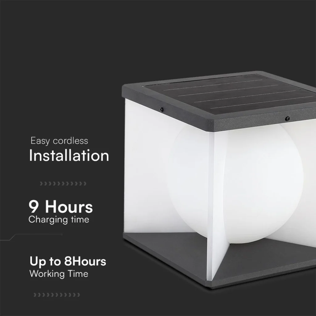 Lampada LED Solare da Giardino a Cubo 3W con Telecomando IP65 - Image 6