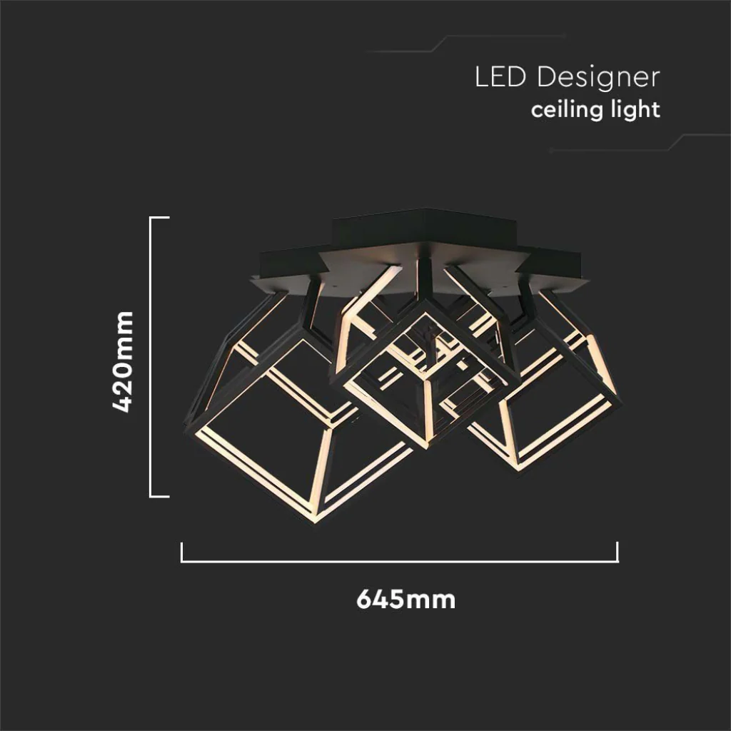 Lampadario LED a 3 Cubi 46W Nero 3000K – Design Moderno - Image 2