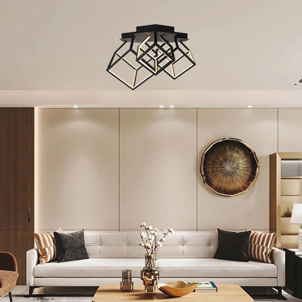 Lampadario LED a 3 Cubi 46W Nero 3000K – Design Moderno - Image 3