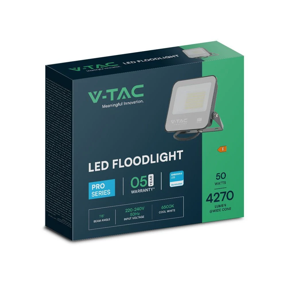 Faro LED 50W Samsung 4000K IP65 Nero V-TAC da Esterno - Image 4
