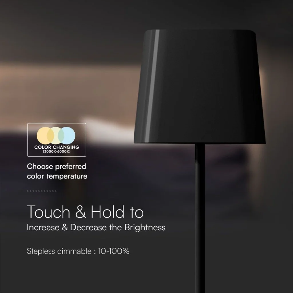 Lampada LED da Tavolo Magnetica 5W Ricaricabile USB‑C Nera IP65 - Image 5