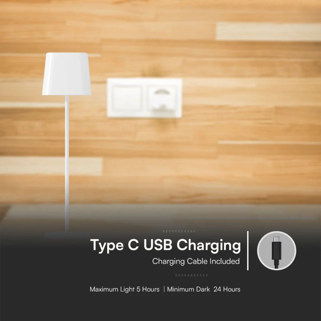 Lampada LED da Tavolo Magnetica 5W Ricaricabile USB‑C Bianca IP65 - Image 8