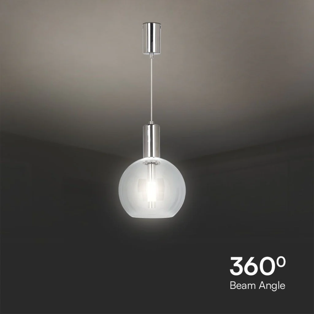 Lampada a Sospensione LED 5W Vetro Trasparente 3000K Acciaio - Image 4