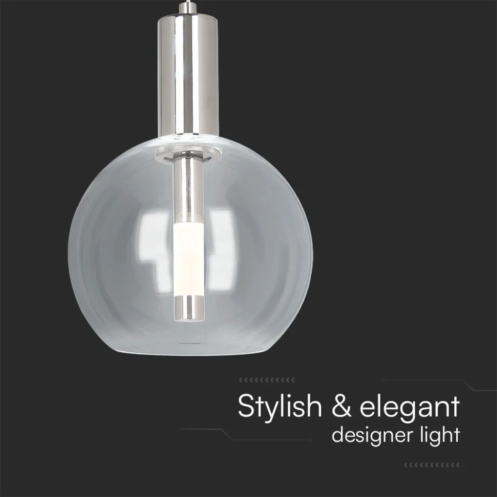 Lampada a Sospensione LED 5W Vetro Trasparente 3000K Acciaio - Image 5