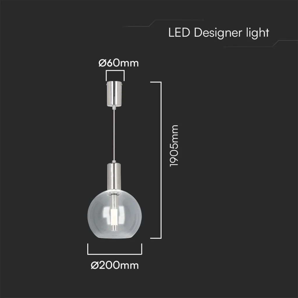 Lampada a Sospensione LED 5W Vetro Trasparente 3000K Acciaio - Image 6